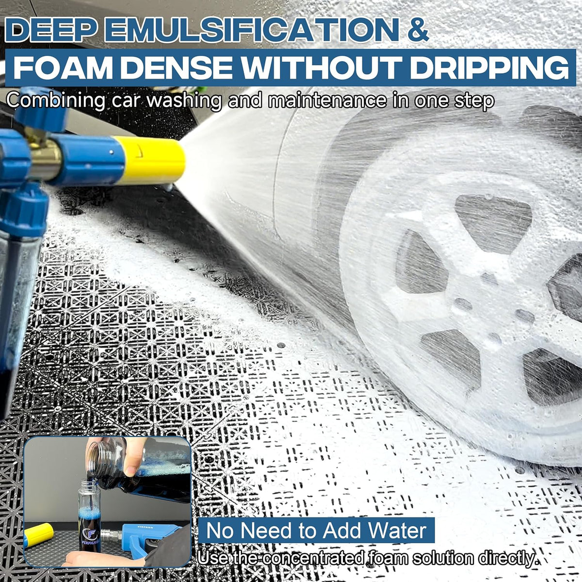 FIXFANS Foam Cannon Gun Dual Connector Accessory for Pressure Washer, Double Tip Attachment Soap Cannon with Power Washer Short Gun, Car Wash Foam Gun Kit, 1/4" Quick Connect, 5 Nozzle Tips