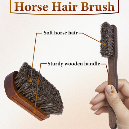 2 PCS Leather Brush Car Detailing, Horse Hair Brush, Car Cleaning Supplies, Car Interior Brush, Carpet Brush for Car Detailing, for Car Accessories Interior, Carpet, Upholstery, Furniture and Shoes
