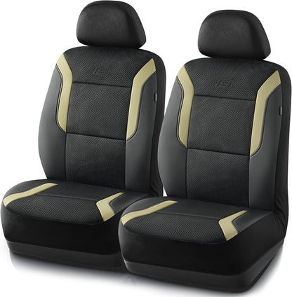 Skechers Memory Foam Seat Covers, Air Cool Mesh Thick Car Seat Covers, Car Seat Covers Front Seats Airbag Compatible, Universal Automotive Comfort for Most Cars, Vans, Trucks, SUV,Black