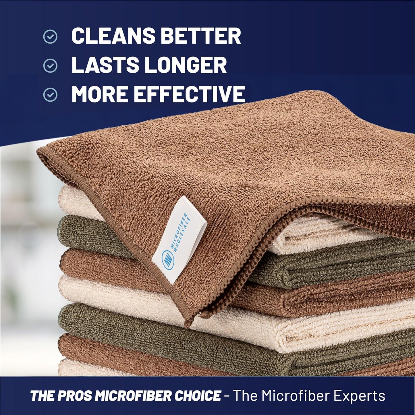 Microfiber Wholesale MW Pro 16x16 Auto Detailing Towels - Plush Car Drying Cloths for Wax Removal, Interiors & Body Shops - Scratch Free (Black, 12-Pack)