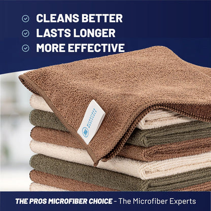 Microfiber Wholesale MW Pro 16x16 Auto Detailing Towels - Plush Car Drying Cloths for Wax Removal, Interiors & Body Shops - Scratch Free (Black, 12-Pack)