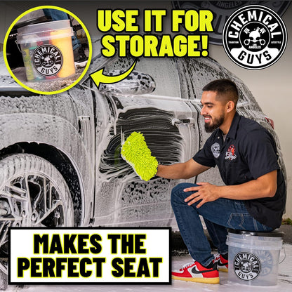 Chemical Guys Ultimate Scratch-Free Detailing Car Wash Bucket Kit with Accessories, Car Detailing Kit With Dirt Trap, Wash Mitt, Lid, and 16 oz Soap, Safe For Trucks, SUVs, Motorcycles, RVs