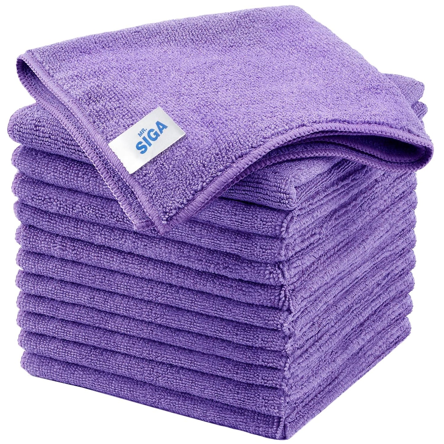 MR.SIGA Microfiber Cleaning Cloth, All-Purpose Microfiber Towels, Streak Free Cleaning Rags, Pack of 12, Grey, Size 32 x 32 cm(12.6 x 12.6 inch)