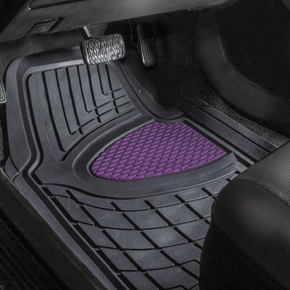 FH Group Automotive Floor Mats - Heavy-Duty Rubber Floor Mats for Cars, Universal Fit Full Set, Climaproof & Trimmable Floor Mats for Most Sedan, SUV, Truck, Black