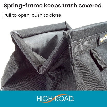 High Road TrashStash Hanging Car Garbage Bag with Push-Close Lid and Waterproof Bin for Car, SUV and Truck Seat Backs - Holds 3 Gallons of Car Trash (Black)