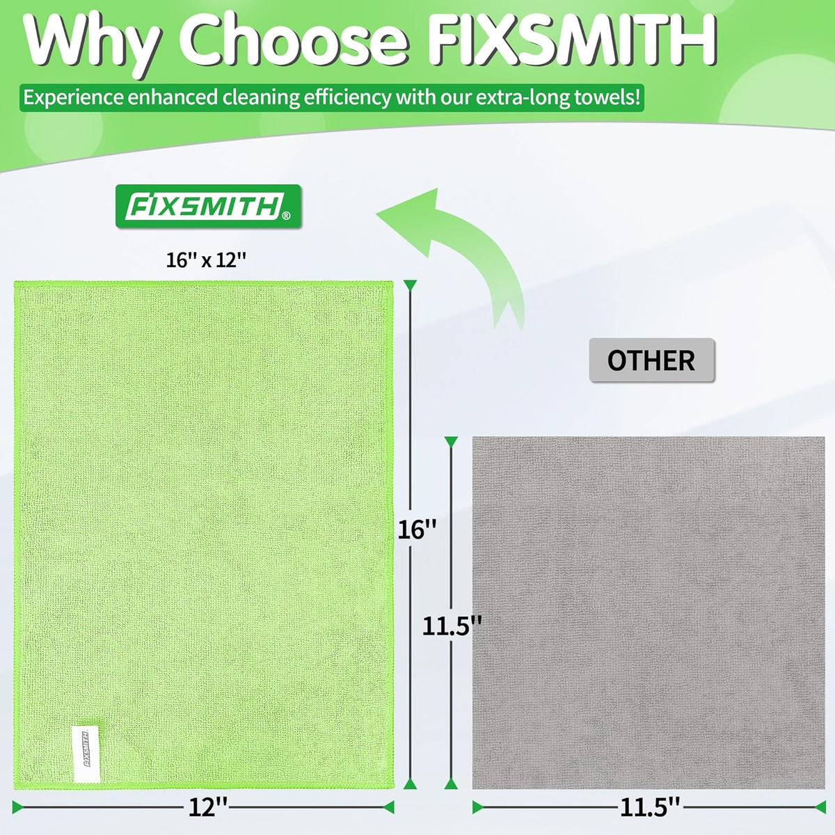 FIXSMITH Microfiber Cleaning Cloth - Pack of 50, Microfiber Towels for Cars 16 x 12 in, Highly Absorbent Cleaning Rags, Lint-Free, Streak-Free Cleaning Cloths for Car Kitchen Home Office