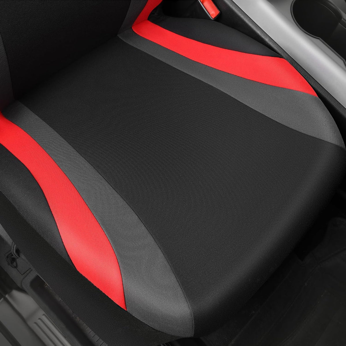 CAR PASS Line Rider Sporty Front Seat Covers,Gray Car Seat Covers Two Front Seats Only, Airbag Compatible,Universal Fit Sedans,Cars,Vans,SUV,Truck(Black and Gray)