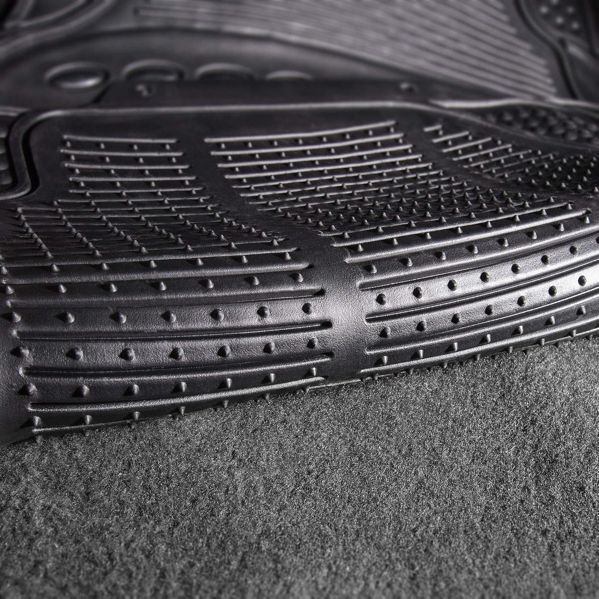FH Group Automotive Floor Mats Solid ClimaProof for all weather protection Universal Fit Trimmable Heavy Duty fits most Cars, SUVs, and Trucks, 3pc Full Set Black