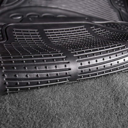 FH Group Automotive Floor Mats Solid ClimaProof for all weather protection Universal Fit Trimmable Heavy Duty fits most Cars, SUVs, and Trucks, 3pc Full Set Black
