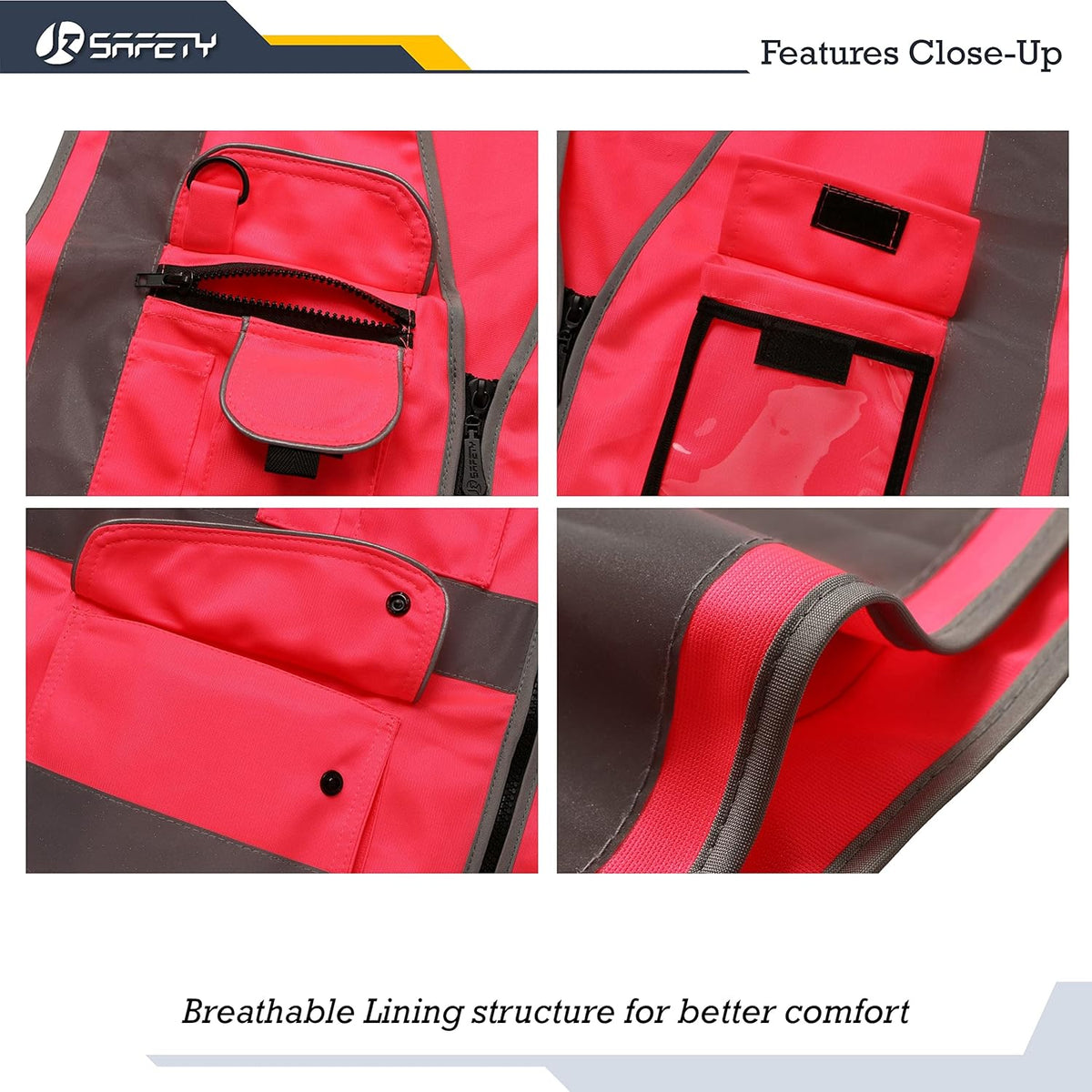 JKSafety 9 Pockets Class 2 High Visibility Zipper Front Safety Vest With Reflective Strips,Meets ANSI/ISEA Standard (Large, 150-Yellow) - Colors B