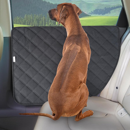 ALLANSING Dog Car Door Protector 2-Pack, Protects Doors from Dog Scratches, 900D Heavy Duty Thick Fabric, Window Roll Compatible & No Tint Damage, Secure Fit for Cars/SUVs/Trucks