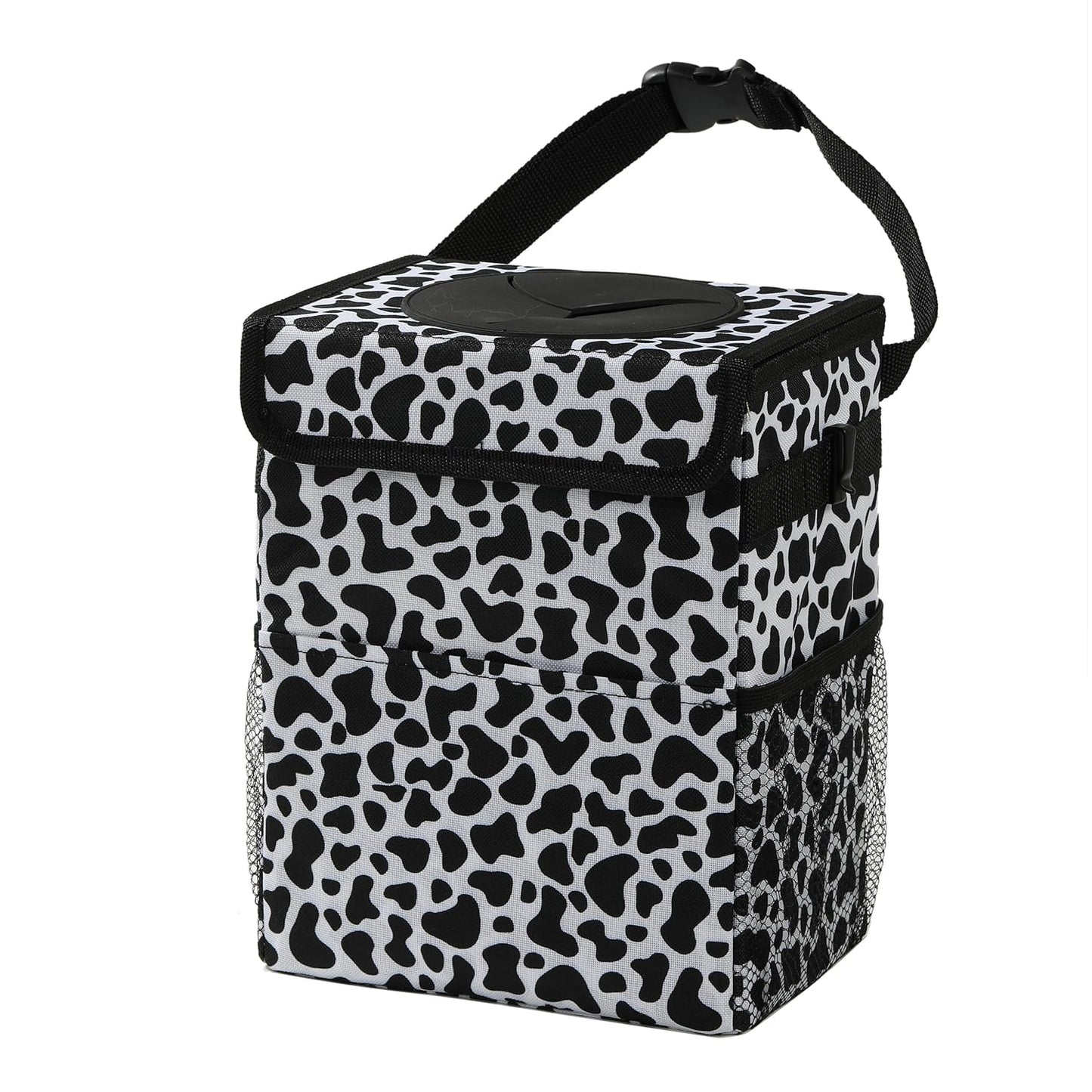 AOKJOY Car Garbage can with lid Leak Proof Vehicle Trash Can 3 Storage Pockets Hanging Waterproof car Trash Bag for SUV Beige