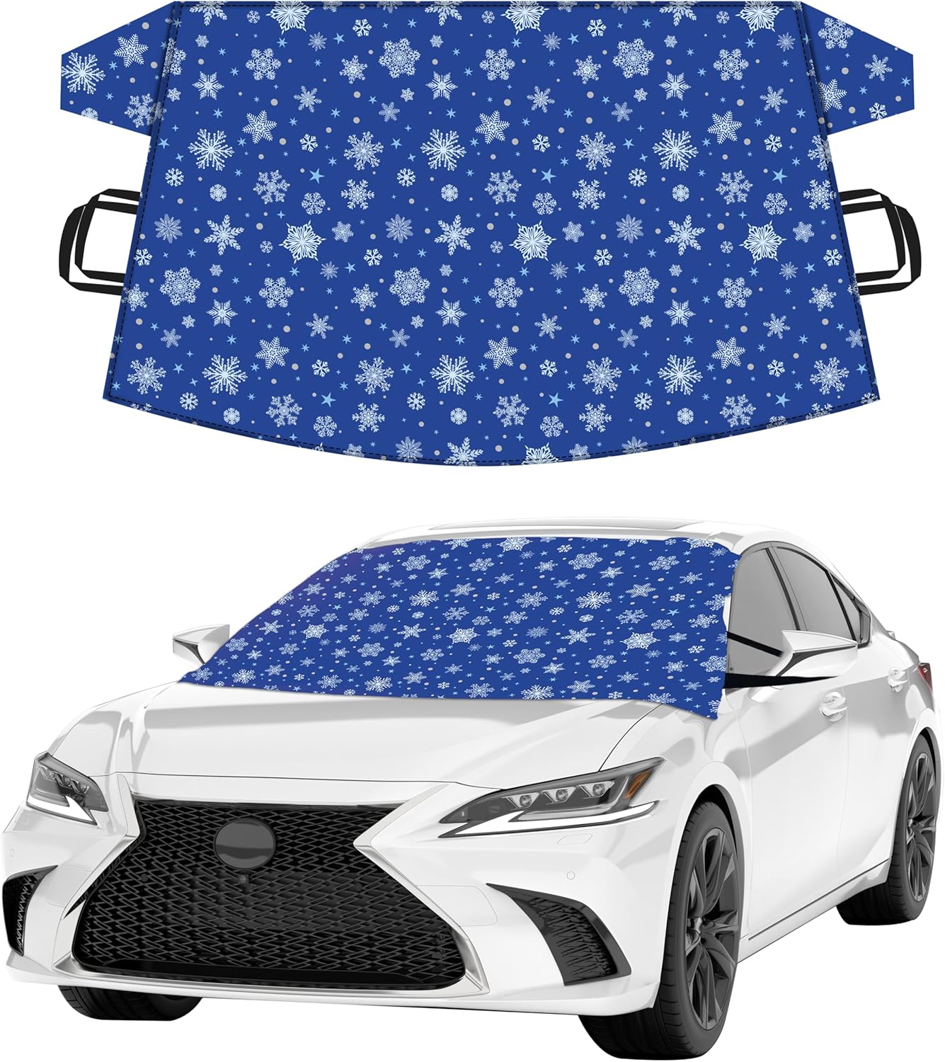 EcoNour Windshield Cover for Ice and Snow - Universal Fit for Car, SUV, Truck, Heavy Duty 600D Oxford Fabric Frost Protector for Ice & Sleet, Includes Anti-Theft Straps, Medium (69"x42")