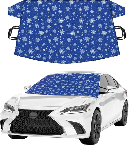 EcoNour Windshield Cover for Ice and Snow - Universal Fit for Car, SUV, Truck, Heavy Duty 600D Oxford Fabric Frost Protector for Ice & Sleet, Includes Anti-Theft Straps, Medium (69"x42")