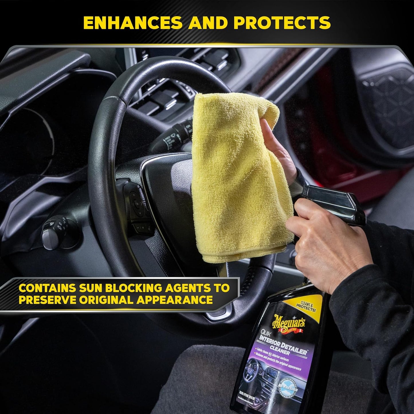 Meguiar's Quik Interior Detailer Cleaner, Quick Detailer Spray Cleans And Refresh Car Interiors, Use On Plastics, Leather & Rubber, Dashboards, Trim In Cars, Trucks & Suvs - 24 Oz Spray Bottle