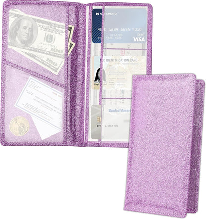 Stacool Bling Car Registration and Insurance Holder with Magnetic Clasp,PU Leather Car Organizers for ID,Bank Cards,Universal Glove Box Organizer (Purple)