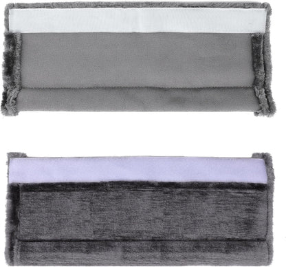 Amooca Soft Faux Fur Universal Fit Seatbelt Cover Car Truck SUV Airplane Seat Belt Shoulder Pad for Carmera Backpack Straps Neck Cushion Protector 2 Pack 10.5in Dark Gray