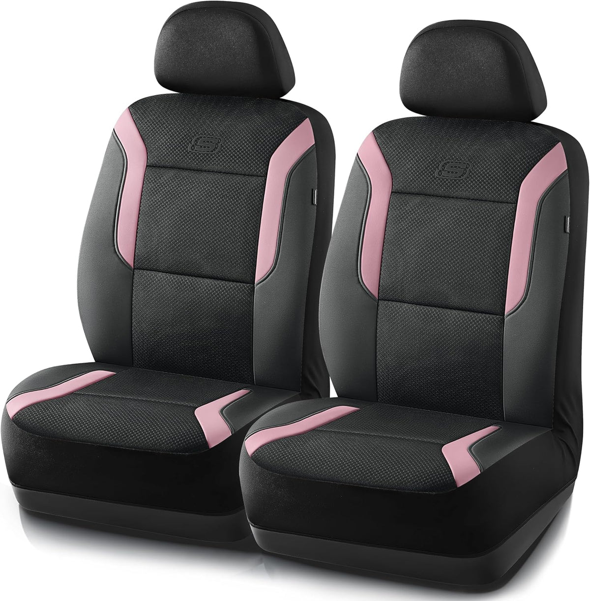 Skechers Memory Foam Seat Covers, Air Cool Mesh Thick Car Seat Covers, Car Seat Covers Front Seats Airbag Compatible, Universal Automotive Comfort for Most Cars, Vans, Trucks, SUV,Black