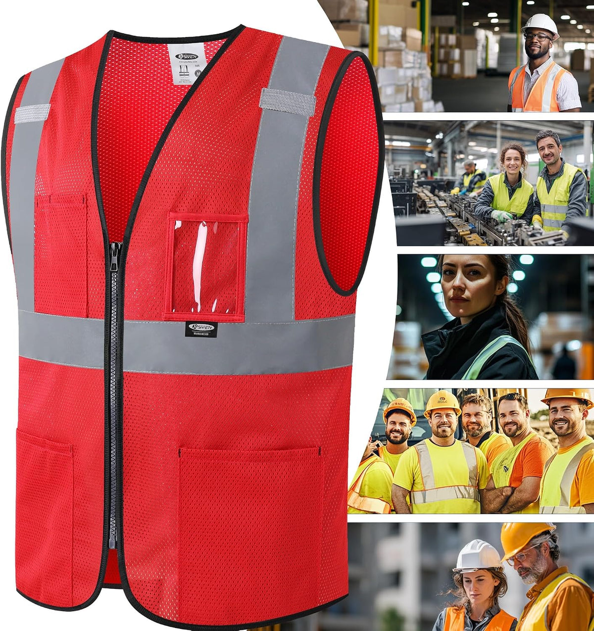 JKSafety Safety Vest for men women Hi Vis Vest with Pockets and Zipper High Visibility Meet ANSI Standard（BX310