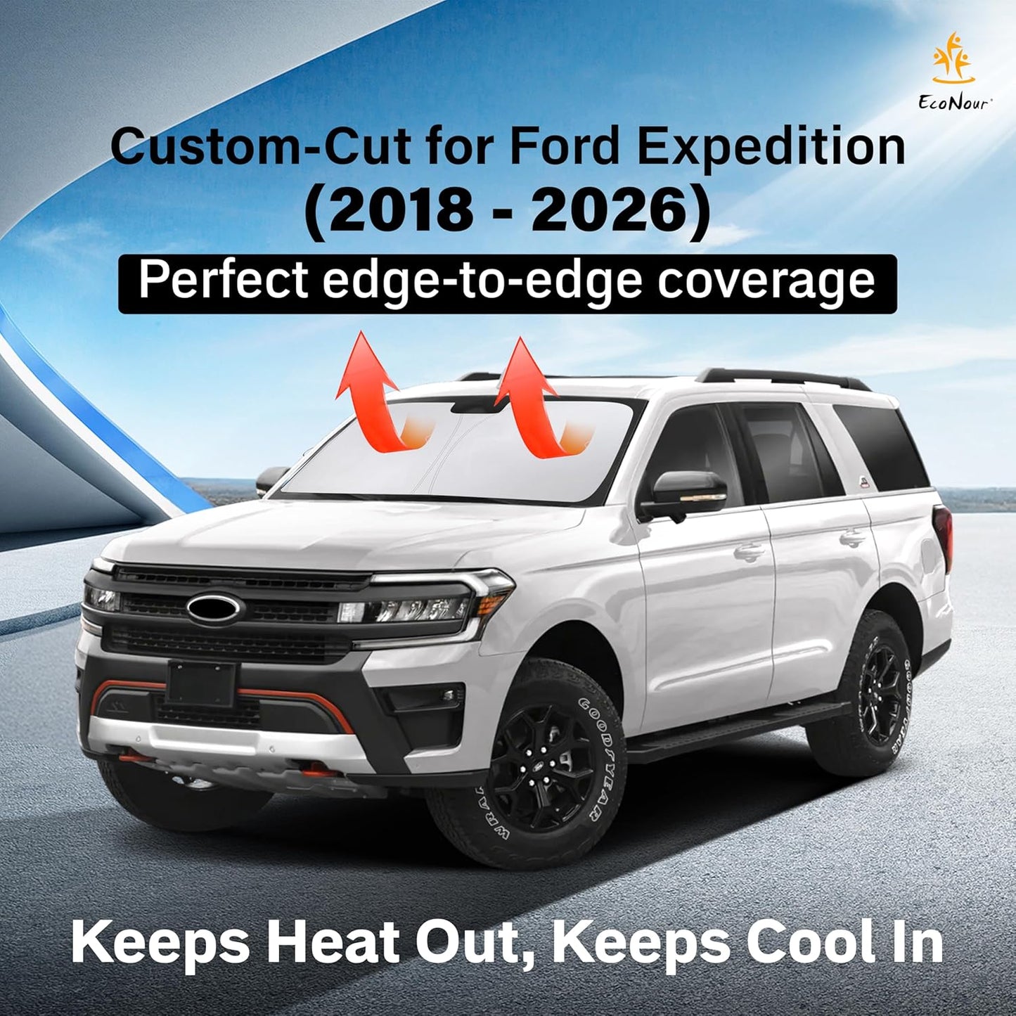 EcoNour Car Windshield Sun Shade | 2025 Upgraded Innovative No-Light-Pass Technology for Maximum Coverage | Foldable Sun Shade Keeps Your Vehicle Cool | Must-Have Car Accessories | Small (59" x 29") - Colors G