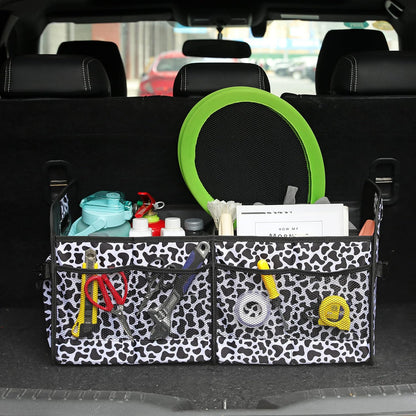AOKJOY Car Trunk Organizer Car Storage Organizer Collapsible Multi Compartment Car Organizer Adjustable Straps for SUV(Beige)