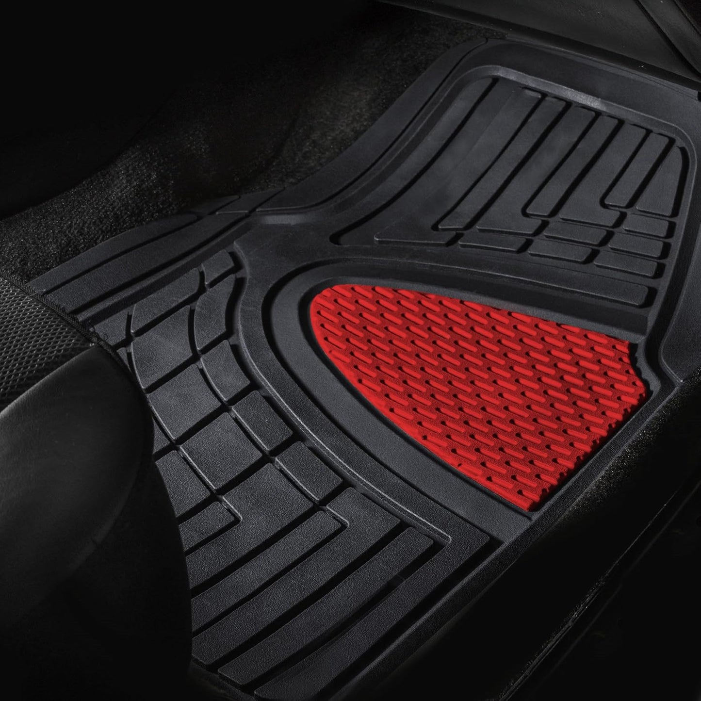 FH Group Automotive Floor Mats - Heavy-Duty Rubber Floor Mats for Cars, Universal Fit Full Set, Climaproof & Trimmable Floor Mats for Most Sedan, SUV, Truck, Black