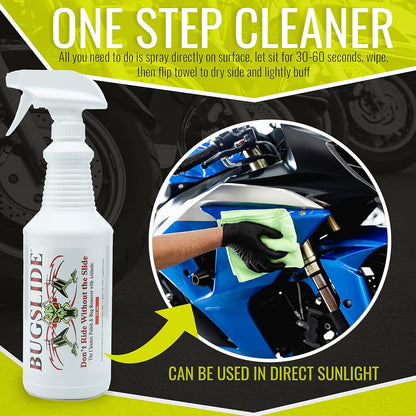 BugSlide Bug Remover – All Purpose Car Cleaner & Detailer Spray, For Vehicle Interior & Exterior Use, Shines, Degreases, Polishes, Wipes Away Bugs on Plastic, Metal,Glass, Windows, Mirrors, 32 oz