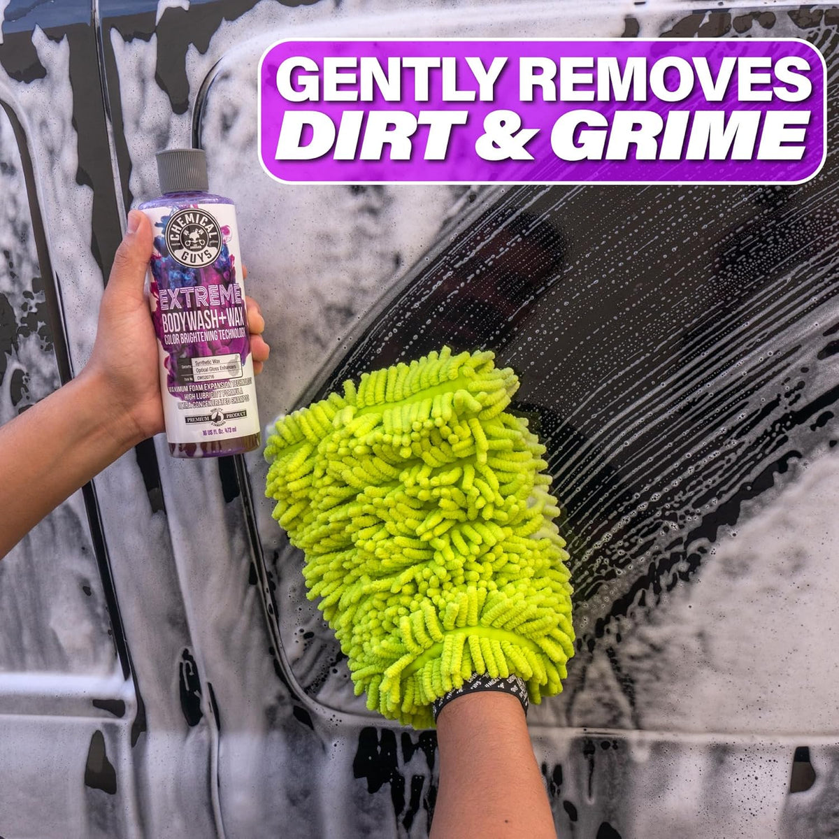 Chemical Guys Extreme Bodywash & Wax Foaming Car Wash Soap - Soap for Foam Cannons, Foam Guns, or Bucket Washes for Cars, Trucks, Motorcycles, RVs, and More, Grape Scent - 128 oz (1 Gallon)