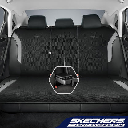 Skechers Memory Foam Seat Covers, Air Cool Mesh Thick Car Seat Covers, Car Seat Covers Front Seats Airbag Compatible, Universal Automotive Comfort for Most Cars, Vans, Trucks, SUV,Black