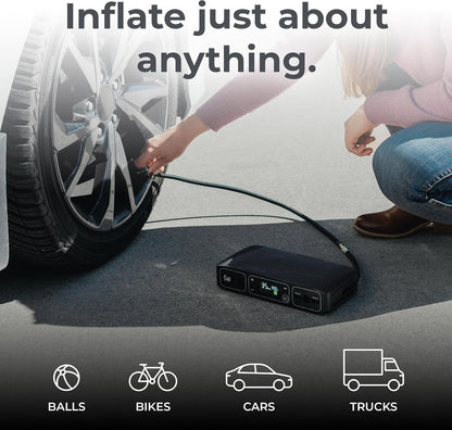 HALO Bolt Air 58830 Portable Car Battery Jump Starter | 100 PSI Air Compressor, 58.8Wh USB Power Bank, Emergency Floodlight & Charger, Jump Cars SUVs & Trucks, Inflate Tires, TSA Approved — Rose Gold
