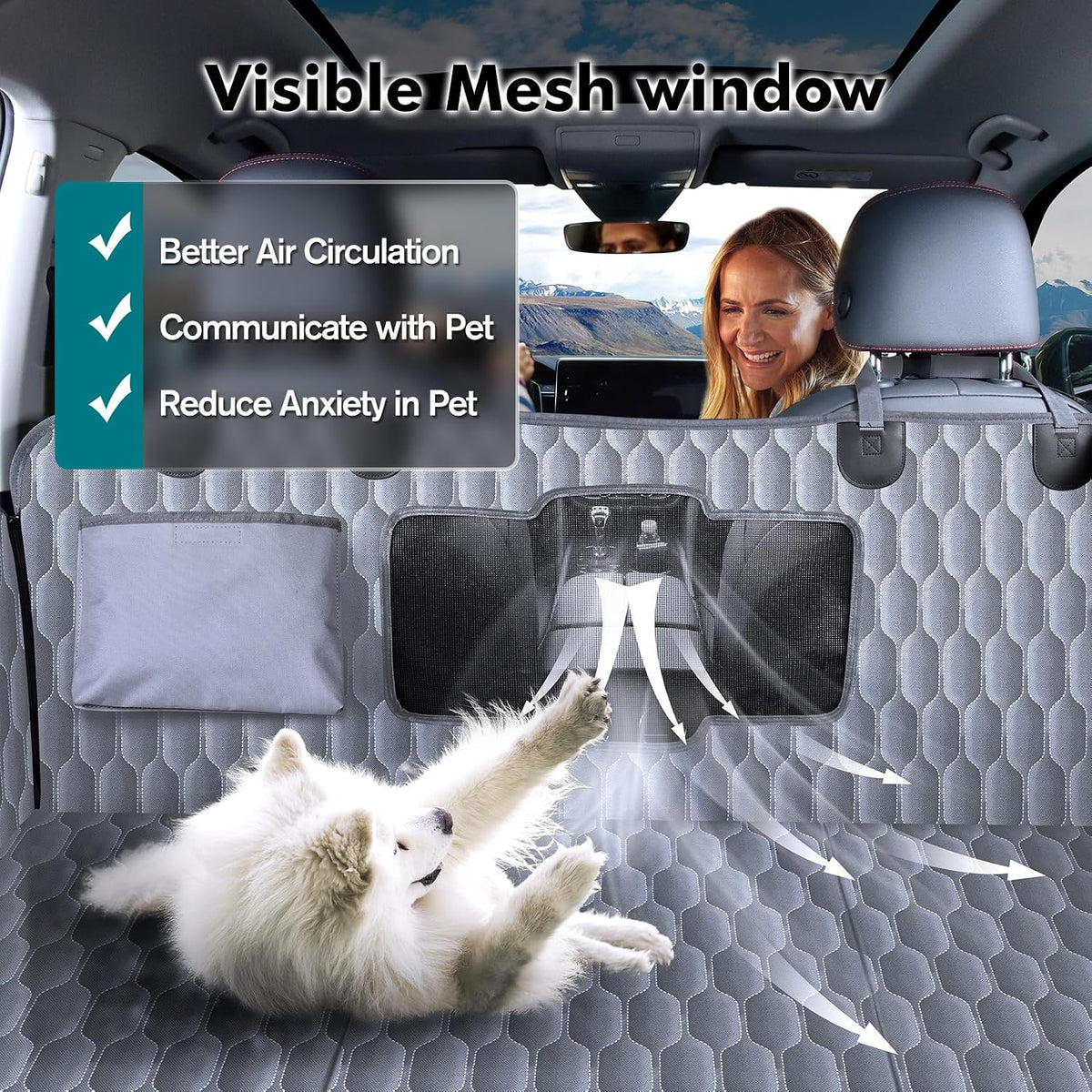 Chumajor Back Seat Extender for Dogs-Supports 400lb,Waterproof Dog Car Seat Cover Hard Bottom-Detachable,600D Heavy Duty Scratch Proof Nonslip Soft,Dog Hammock for Car,SUVs