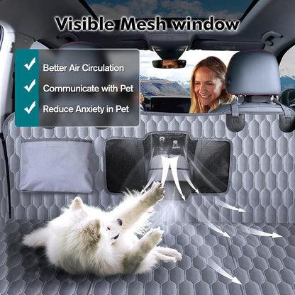 Chumajor Back Seat Extender for Dogs-Supports 400lb,Waterproof Dog Car Seat Cover Hard Bottom-Detachable,600D Heavy Duty Scratch Proof Nonslip Soft,Dog Hammock for Car,SUVs