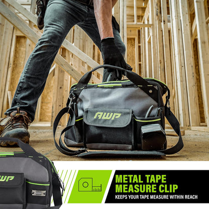 AWP Tool Bags, Premium Tool Bag, Black, Durable Tool Tote, for Professionals and Contractors