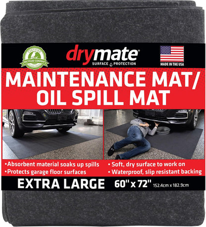 Drymate XL Oil Spill Mat (36" x 59"), Premium Absorbent Oil Pad, Reusable, Washable, Durable, Waterproof Backing Contains Liquids, Protects Garage Floor Surface (USA Made)