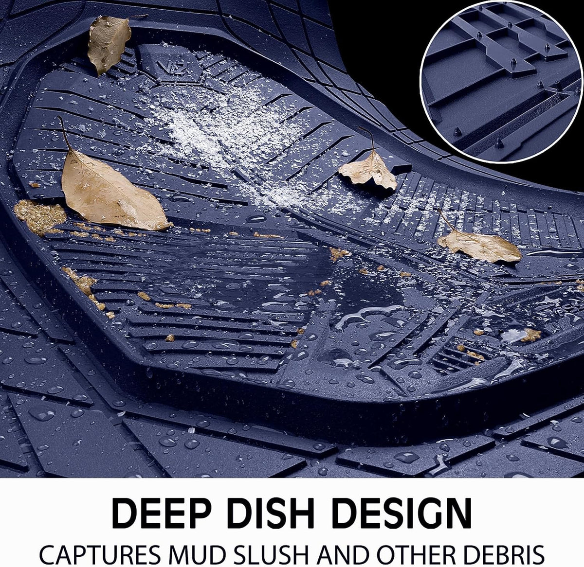 CAR PASS Heavy Duty Rubber Car Mats with Cargo Liner, Deep-Dish Car Floor Mats and Trunk Mat All Weather, Universal Trim-to-Fit for SUVs Trucks Sedans, Waterproof Anti-Slip, Trimmable V12 Black