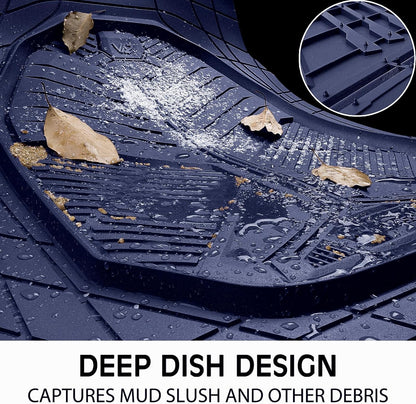 CAR PASS Heavy Duty Rubber Car Mats with Cargo Liner, Deep-Dish Car Floor Mats and Trunk Mat All Weather, Universal Trim-to-Fit for SUVs Trucks Sedans, Waterproof Anti-Slip, Trimmable V12 Black