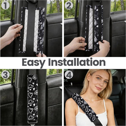 Amooca Soft Auto Seat Belt Cover Seatbelt Shoulder Pad 2 PCS for a More Comfortable Driving Compatible with All Cars and Backpack Black