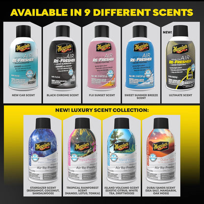 Meguiar’s Whole Car Air Refresher Odor Eliminator, Summer Breeze, 2 Oz— Car Air Freshener For Commuters, Detailers; Mist Refreshes Cabin For Sedan, Suv, Truck, Van