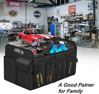 Femuar Car Trunk Organizer with Large Capacity Waterproof Car Accessories for Women & Men, Collapsible Trunk Organizer for Suv/Jeep/Sedan,Tools (Black, Standard)
