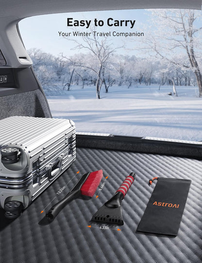 AstroAI 27" Snow Brush and Ice Scrapers for Car Windshield, Detachable Snow Scrapers with Ergonomic Foam Grip for Cars, Trucks, SUVs (Heavy Duty ABS, PVC Brush, Blue)