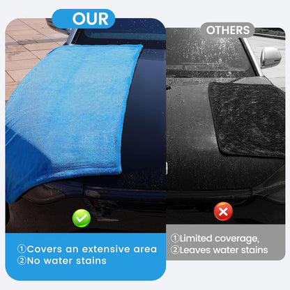 PUGPIU Microfiber Car Drying Towel Extra Large Super Absorbent 48"X24", 1400 GSM Flash Detail Car Wash Drying Towel Edgeless with Two Sided Soft Twisted-Loop, No Water Spots Streaks for Cars (Green)