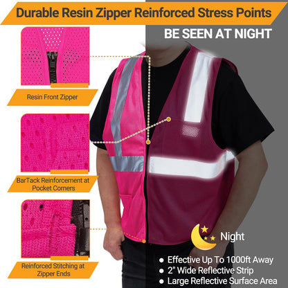 AYKRM 2 Pocket Mesh High Visibility Reflective Safety Vest for men & Women ANSI/ISEA 107 Standards