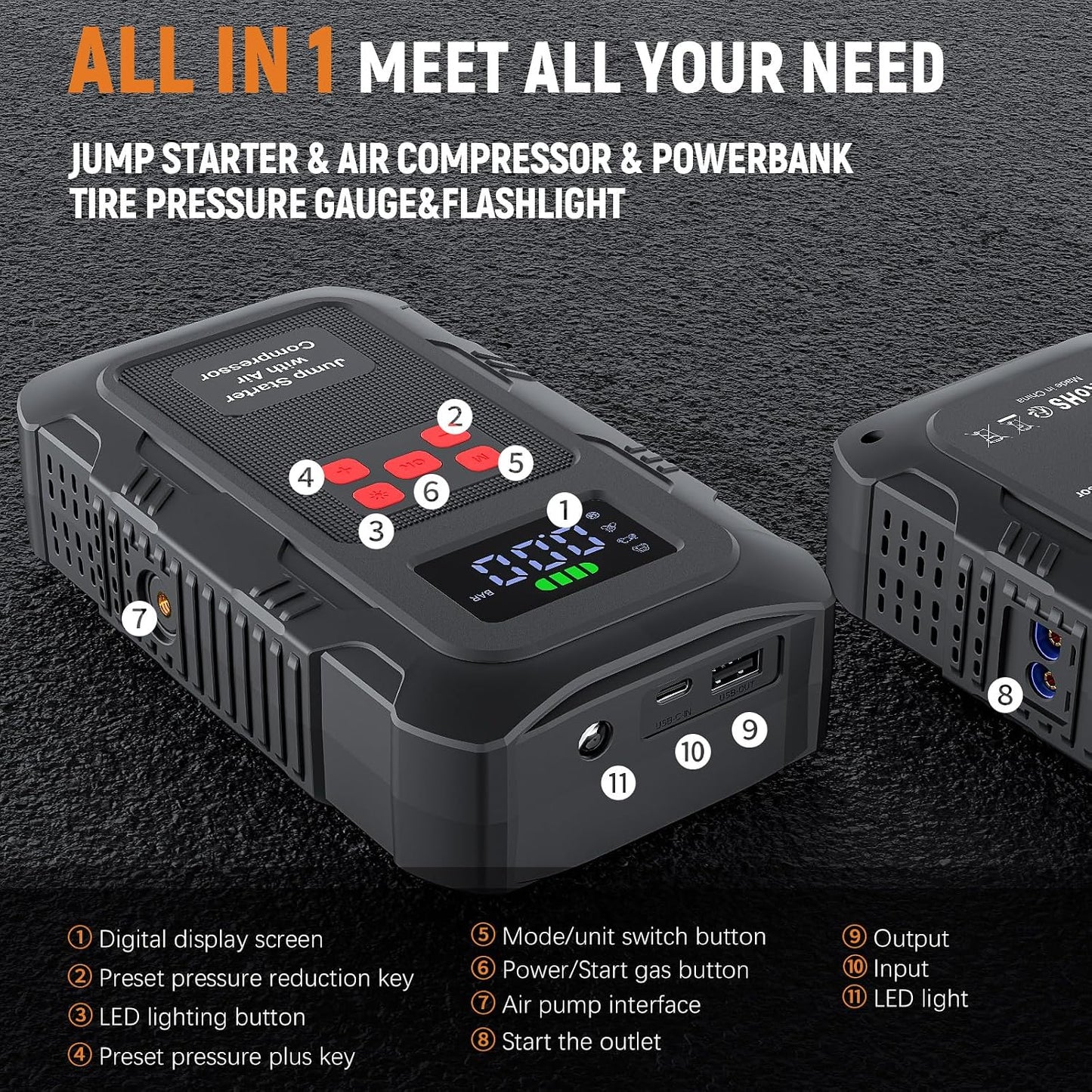 H50 Jump Starter - 5000A Jump Starter Battery Pack for Up to 10.0L Gas and 8.0L Diesel Engines, 12V Car Battery Jumper Starter Portable with 3.0" LCD Display, Jump Box