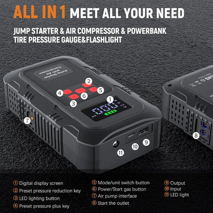 H50 Jump Starter - 5000A Jump Starter Battery Pack for Up to 10.0L Gas and 8.0L Diesel Engines, 12V Car Battery Jumper Starter Portable with 3.0" LCD Display, Jump Box