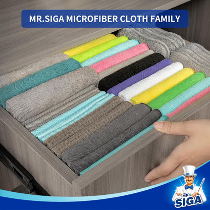 MR.SIGA Microfiber Cleaning Cloth, All-Purpose Microfiber Towels, Streak Free Cleaning Rags, Pack of 12, Grey, Size 32 x 32 cm(12.6 x 12.6 inch)