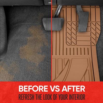 Motor Trend FlexTough Advanced Heavy Duty Black Rubber Car Floor Mats & Cargo Liner for SUV & Car Full Set - Universal Trim to Fit All Weather Automotive Floor Mat & Cargo Liners for SUV, Car, & Van