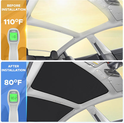 EcoNour 2 Piece Foldable Car Windshield Sun Shade – UV & Heat Protection, Interior Cooling, Durable Upgraded Design, Easy Fold, Front Window Sunshade - Medium (31" L x 28" W)