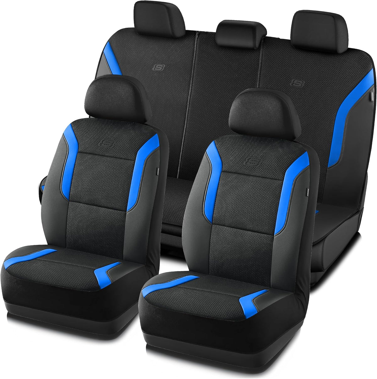 Skechers Memory Foam Seat Covers, Air Cool Mesh Thick Car Seat Covers, Car Seat Covers Front Seats Airbag Compatible, Universal Automotive Comfort for Most Cars, Vans, Trucks, SUV,Black