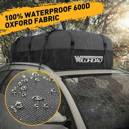 WILDROAD Car Roof Bag Rooftop Cargo Carrier, 21 Cubic Feet Waterproof Roof Luggage Cargo Carrier Bag with Anti-Slip Mat for All Cars Vehicles SUV with/Without Rack (21 Cubic Feet)