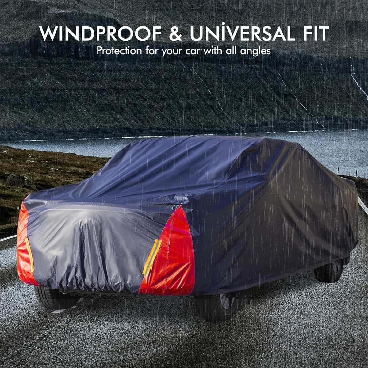 Car Cover Waterproof All Weather for Automobiles, 6 Layers Outdoor Full Exterior Cover Rain Sun UV Snowproof Protection with Zipper Cotton, Mirror Pocket for Sedan (190-195 inch)